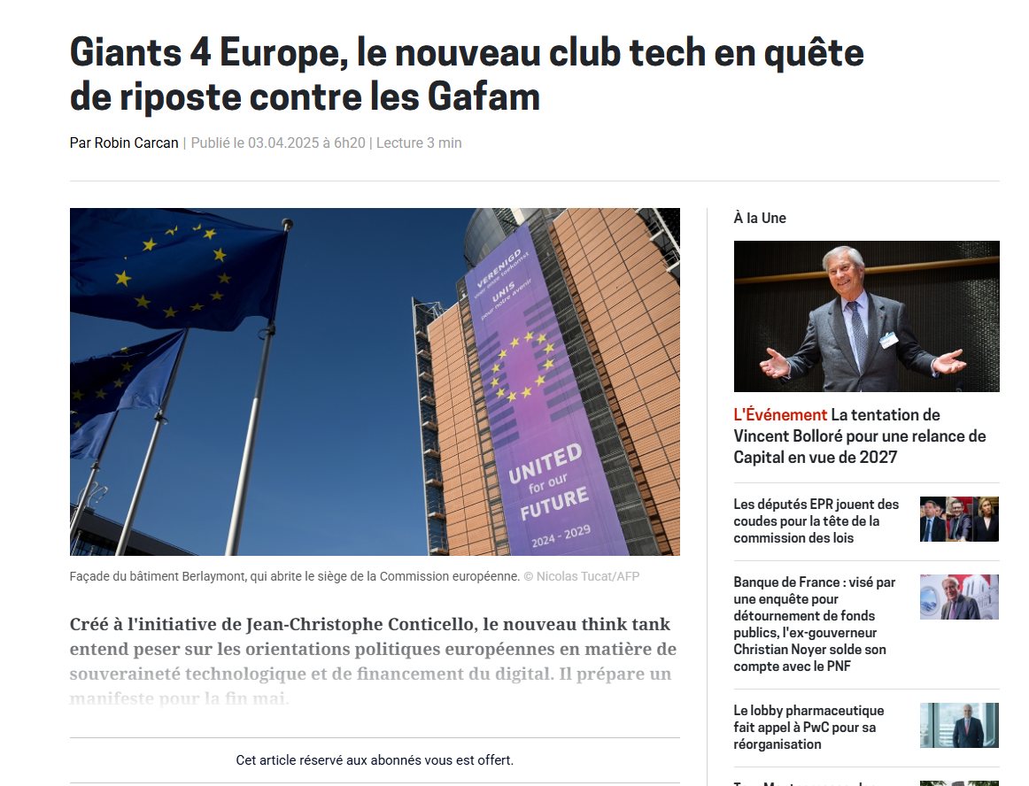 GIANTS 4 Europe : le nouveau club tech en quête de riposte contre les GAFAM