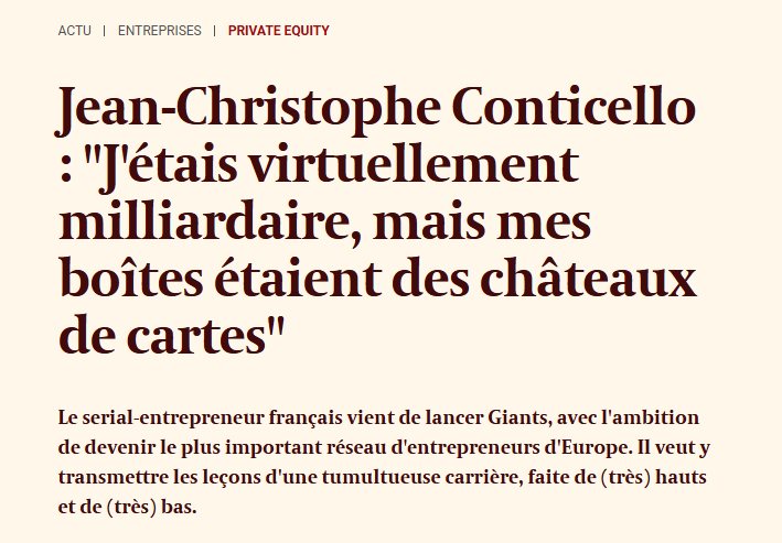 Jean-Christophe Conticello : « J'étais virtuellement milliardaire, mais mes boîtes étaient des châteaux de cartes »
